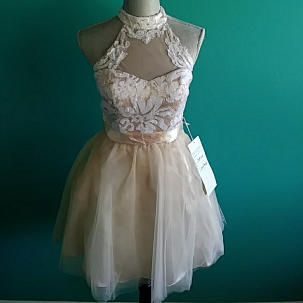 Cream sequin gold dress